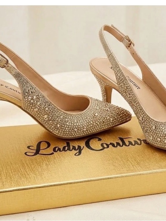 Lady Couture Shoes - Lady Couture Gold Crystal Slingback Heels